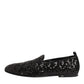 Black Sequined Slip On Loafers Dress Shoes