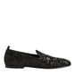 Black Sequined Slip On Loafers Dress Shoes