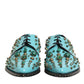 Turquoise Crystal Embellished Men Derby Shoes