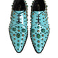 Turquoise Crystal Embellished Men Derby Shoes