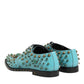 Turquoise Crystal Embellished Men Derby Shoes