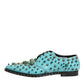 Turquoise Crystal Embellished Men Derby Shoes