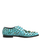Turquoise Crystal Embellished Men Derby Shoes