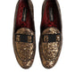 Gold Sequined Slip On Loafers Men Dress Shoes