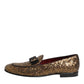 Gold Sequined Slip On Loafers Men Dress Shoes