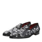 Black Silver Sequined Loafers Men Dress Shoes