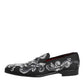 Black Silver Sequined Loafers Men Dress Shoes