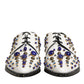 White Leather Crystals Embellished Dress  Shoes