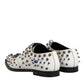 White Leather Crystals Embellished Dress  Shoes