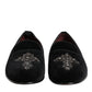 Black Cross Embellished Slip On Loafers Dress Shoes