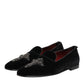 Black Cross Embellished Slip On Loafers Dress Shoes