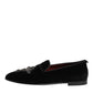 Black Cross Embellished Slip On Loafers Dress Shoes