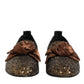 Gold Sequined Slip On Loafers Men Dress Shoes