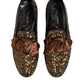 Gold Sequined Slip On Loafers Men Dress Shoes