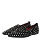 Black Crystal Embellished Loafers Dress Shoes