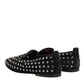 Black Crystal Embellished Loafers Dress Shoes