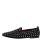 Black Crystal Embellished Loafers Dress Shoes