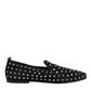 Black Crystal Embellished Loafers Dress Shoes