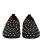 Black Crystal Embellished Loafers Dress Shoes