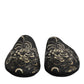 Black Floral Jacquard Slides Slippers Shoes