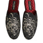 Black Floral Jacquard Slides Slippers Shoes