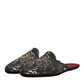Black Floral Jacquard Slides Slippers Shoes