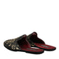 Black Floral Jacquard Slides Slippers Shoes