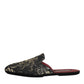 Black Floral Jacquard Slides Slippers Shoes