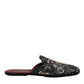 Black Floral Jacquard Slides Slippers Shoes