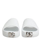 White Logo Slides Sandals Men Beachwear Shoes