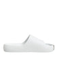 White Logo Slides Sandals Men Beachwear Shoes