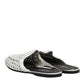White Woven Slides MULES Men Sandals Shoes