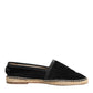 Black Suede Cotton Leather Espadrilles Shoes