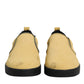 Yellow Cotton Low Top Slip On Sneakers Shoes