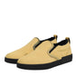 Yellow Cotton Low Top Slip On Sneakers Shoes