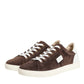 Brown Suede Leather Low Top Men Sneakers Shoes