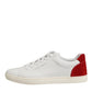 White Red Leather Low Top Men Sneakers Shoes