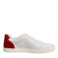 White Red Leather Low Top Men Sneakers Shoes