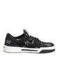 Blue Cotton Denim Logo Low Top Sneakers Shoes
