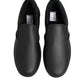 Black Leather Low Top Slip On Sneakers Shoes