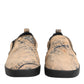 Beige Cotton Low Top Slip On Sneakers Shoes