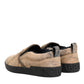 Beige Cotton Low Top Slip On Sneakers Shoes