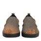 Brown Cotton Low Top Slip On Sneakers Shoes