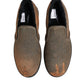 Brown Cotton Low Top Slip On Sneakers Shoes