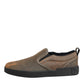 Brown Cotton Low Top Slip On Sneakers Shoes