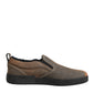 Brown Cotton Low Top Slip On Sneakers Shoes