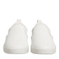 White Leather Low Top Slip On Sneakers Shoes
