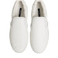 White Leather Low Top Slip On Sneakers Shoes