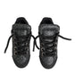 Black Cotton Denim Logo Low Top Sneakers  Shoes