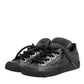 Black Cotton Denim Logo Low Top Sneakers  Shoes